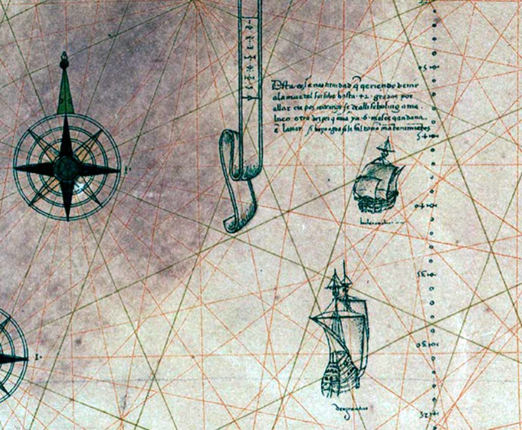 Descripcin: Descripcin: Descripcin: Descripcin: Detalle de la nao Trinidad. Planisferio de Diego Ribero. 1529